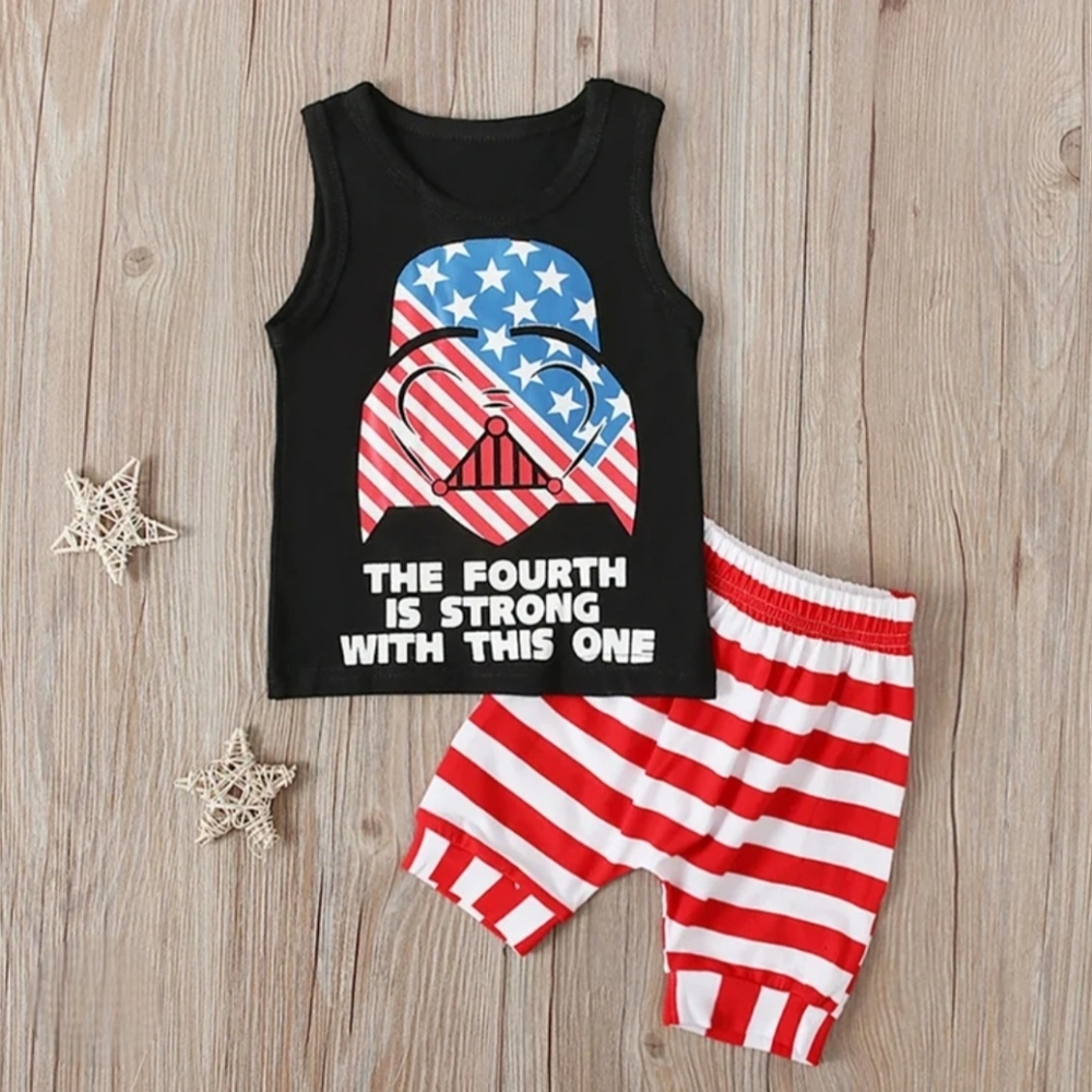 Star Wars Darth Vader 4th of July Toddler Outfit Patriotic Red White Blue Set